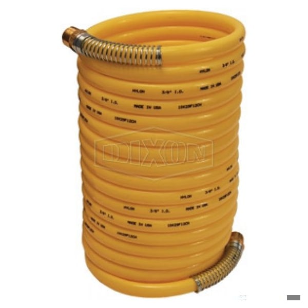 Coil-Chief Self-Storing Air Hose, 1/4 in, MNPT, 50 ft L, 185 psi, Nylon, Domestic